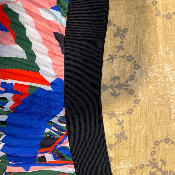 Blue Red Abstract Print Pleated Maxi Skirt Large - Picture 8 of 8